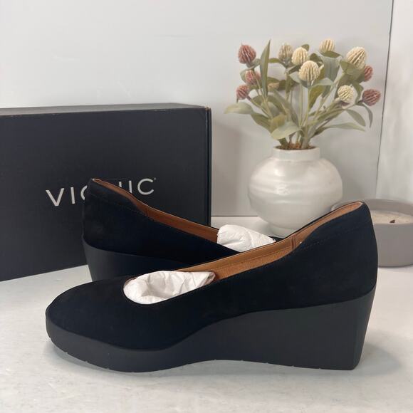 Vionic Sereno Wedge Slip On Black Nubuck Pumps I8693L1001 Women's 10 Wide - Picture 7 of 11